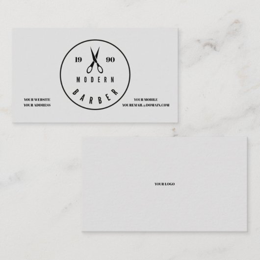 'Modern Barber' Business Card 名刺 (正面/裏面)