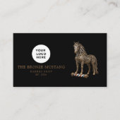 Modern Barber Shop Bronze BearMustang ロゴ QRコード 名刺 (正面)