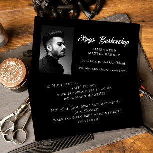 Modern Barber Shop Business Card Men's Haircut 名刺
