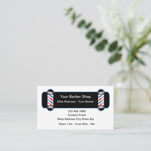 Modern Barber Shop Lights Theme 名刺 (スタンド正面)