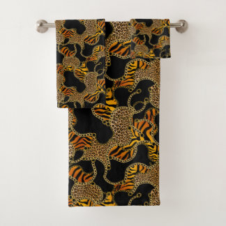 Modern Baroque Glam Animal Print With Chains バスタオルセット