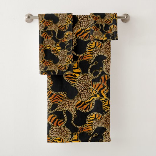 Modern Baroque Glam Animal Print With Chains バスタオルセット (インサイチュ)