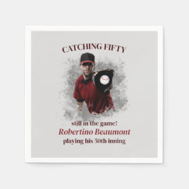 Modern Baseball Catching Fifty メンズ 50歳の誕生日 スタンダードカクテルナプキン