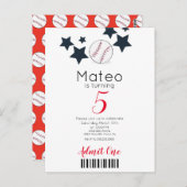 Modern Baseball Pattern Ticket Style Party ポストカード (正面/裏面)