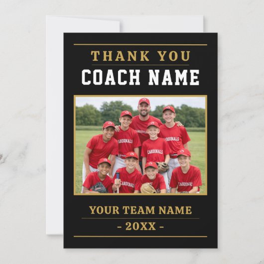Modern Baseball Team Photo Coach サンキューカード (正面)