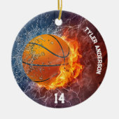 Modern Basketball Name and Player Number Fire Ice セラミックオーナメント (正面)