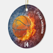 Modern Basketball Name and Player Number Fire Ice セラミックオーナメント (左)