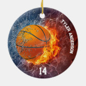 Modern Basketball Name and Player Number Fire Ice セラミックオーナメント (裏面)