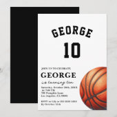 Modern Basketball sports Invite, Boy Birthday kids 招待状 (正面/裏面)