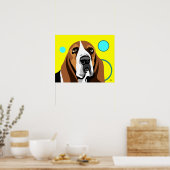 Modern Basset Hound Art ポスター (キッチン)
