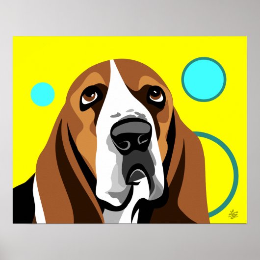 Modern Basset Hound Art ポスター (正面)
