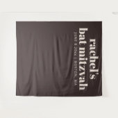 Modern Bat Mitzvah Brown Custom Photo Backdrop タペストリー (正面(横))