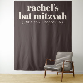 Modern Bat Mitzvah Brown Custom Photo Backdrop タペストリー