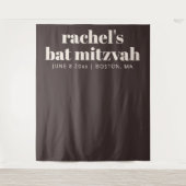 Modern Bat Mitzvah Brown Custom Photo Backdrop タペストリー (正面)