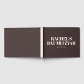 Modern Bat Mitzvah Brown Personalized Name Memory ゲストブック (全面)