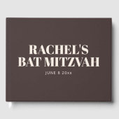 Modern Bat Mitzvah Brown Personalized Name Memory ゲストブック (正面)