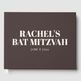 Modern Bat Mitzvah Brown Personalized Name Memory ゲストブック
