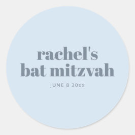 Modern Bat Mitzvah Soft Blue Personalized Favor ラウンドシール