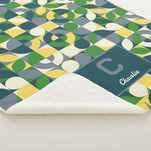 Modern Bauhaus Abstract Geometric Monogram Pattern シェルパブランケット (3/4)