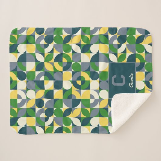 Modern Bauhaus Abstract Geometric Monogram Pattern シェルパブランケット (正面(横))