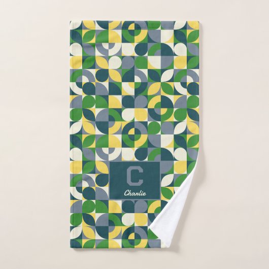 Modern Bauhaus Abstract Geometric Monogram Pattern バスタオルセット (ハンドタオル)