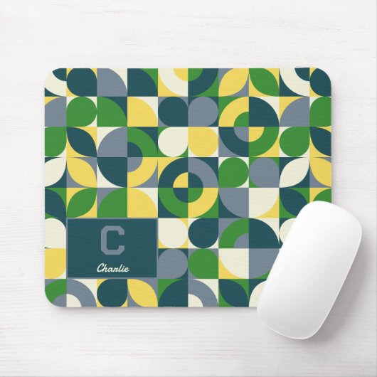 Modern Bauhaus Abstract Geometric Monogram Pattern マウスパッド (マウス)