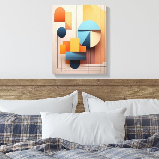 Modern Bauhaus Geometric 3D Abstract Art Gallery キャンバスプリント (インサイチュ (寝室))