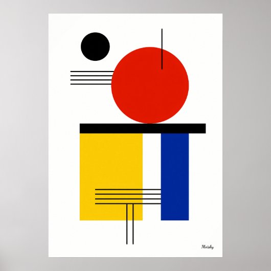 Modern Bauhaus Geometric Abstract Minimalist ポスター (正面)