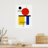 Modern Bauhaus Geometric Abstract Minimalist ポスター (キッチン)