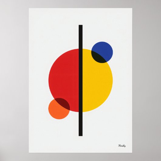 Modern Bauhaus Geometric Abstract Minimalist Wall  ポスター (正面)