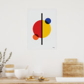 Modern Bauhaus Geometric Abstract Minimalist Wall  ポスター (キッチン)