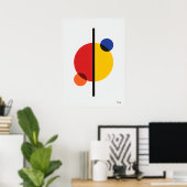 Modern Bauhaus Geometric Abstract Minimalist Wall  ポスター (ホームオフィス)
