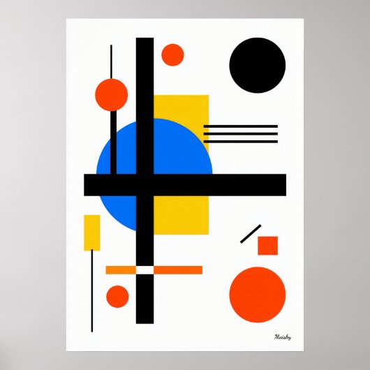 Modern Bauhaus Geometric Abstract Minimalist Wall  ポスター (正面)