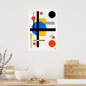 Modern Bauhaus Geometric Abstract Minimalist Wall  ポスター (キッチン)