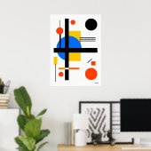 Modern Bauhaus Geometric Abstract Minimalist Wall  ポスター (ホームオフィス)