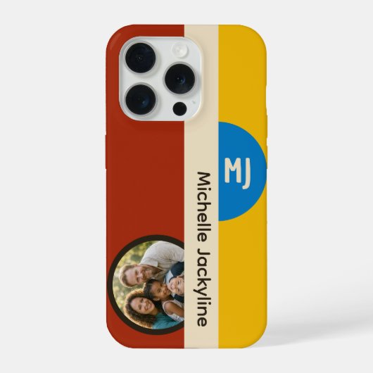 Modern Bauhaus Geometric Custom Photo & Monogram iPhoneケース (裏面)