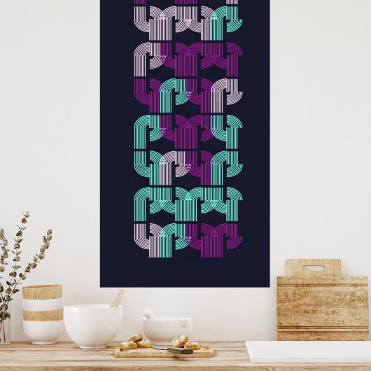 Modern Bauhaus Geometric Pattern  ポスター (キッチン)