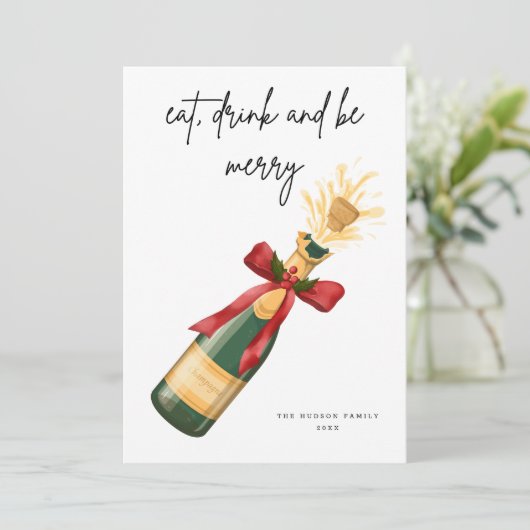 Modern Be Merry Christmas Greeting Card 招待状 (スタンド正面)