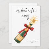 Modern Be Merry Christmas Greeting Card 招待状 (正面/裏面)