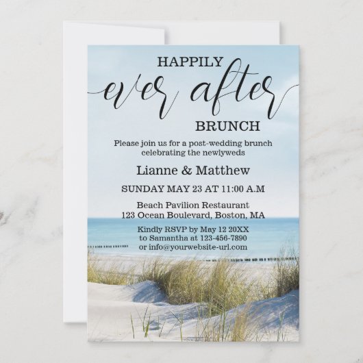 Modern Beach and Dunes Wedding Brunch 招待状 (正面)