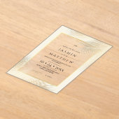 Modern Beach Coastal Frame Wedding アクリル招待状 (レイダウン)