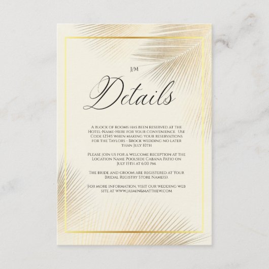 Modern Beach Coastal Frame Wedding エンクロージャーカード (正面)