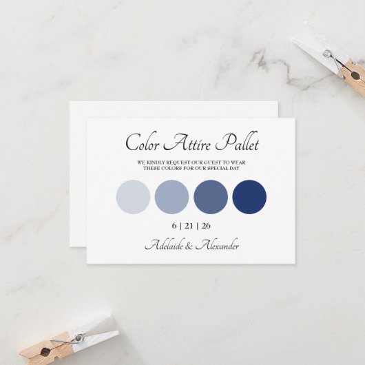 Modern Beach Coastal Watercolor Wedding Blue カード (正面/裏面インサイチュ)