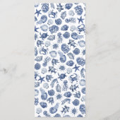 Modern Beach Coastal Watercolor Wedding Blue メニュー (裏面)