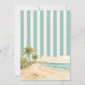 Modern Beach Destination Wedding Light Blue Stripe 招待状 (裏面)
