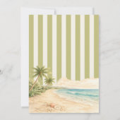 Modern Beach Destination Wedding Sage Green Stripe 招待状 (裏面)