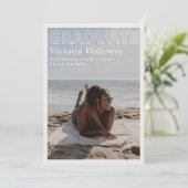 Modern Beach Photo Graduation Announcement Card 招待状 (スタンド正面)