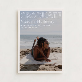 Modern Beach Photo Graduation Announcement Card 招待状