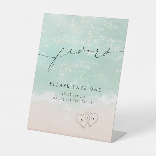 Modern beach wedding favors please take one sign 台座サイン (正面)