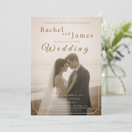 Modern Beach Wedding Invitation with QR Code 招待状 (スタンド正面)